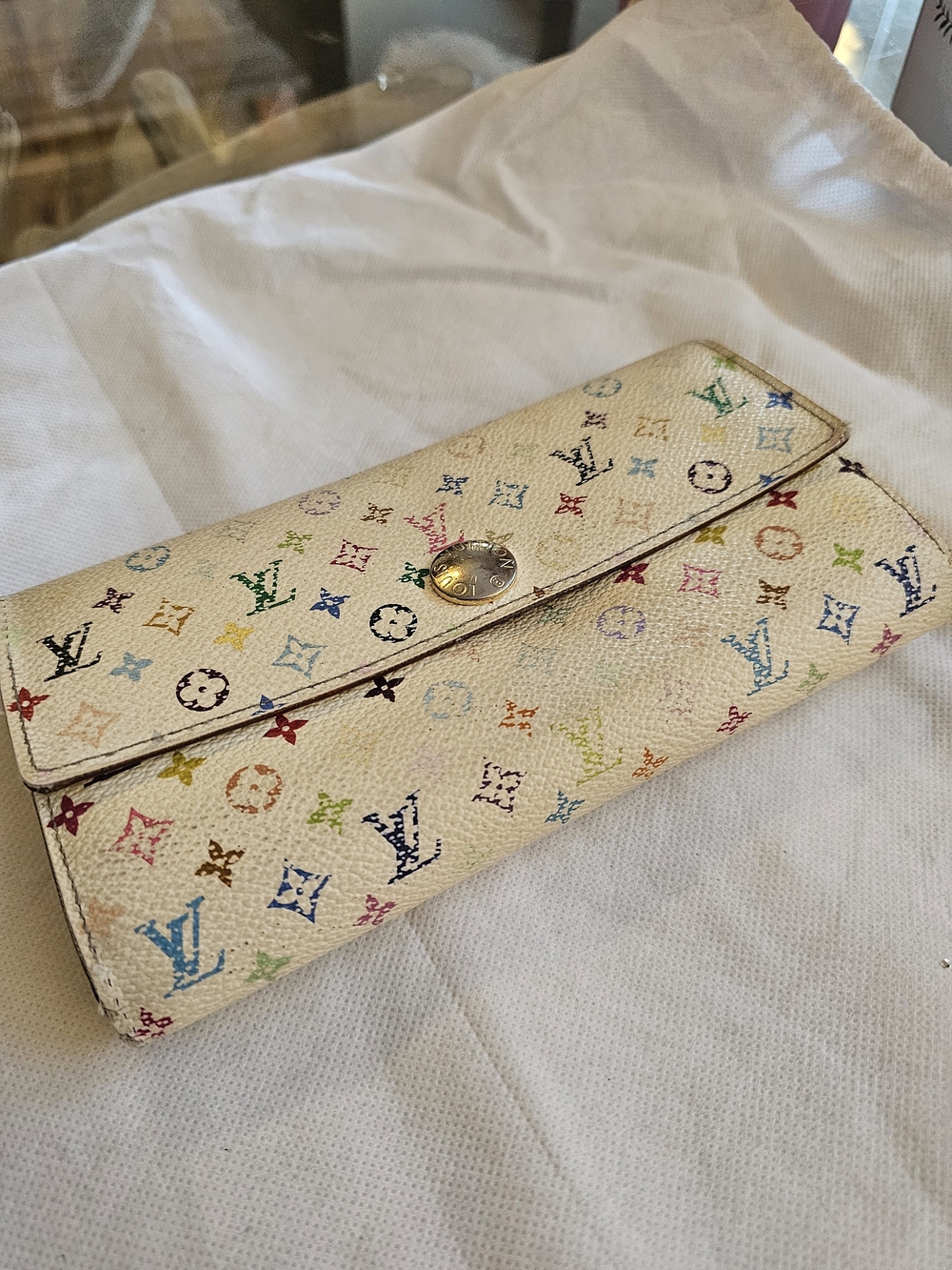 Louis Vuitton Multicolor White Canvas Long Wallet